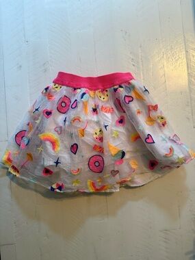 Girls' Whimsical Tulle Skirt with Neon Embroidered Motifs